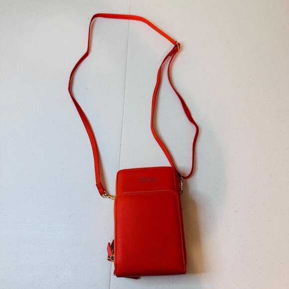 Small Crossbody Purse Cell Phone Bag Orange Purse Handbag Credit Card Slots - Picture 1 of 15